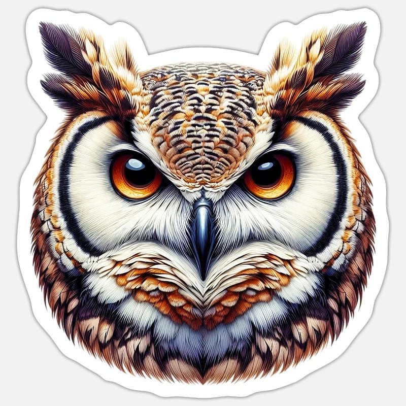 Hibou - Sticker taille S (10 x 10 cm) - blanc mat