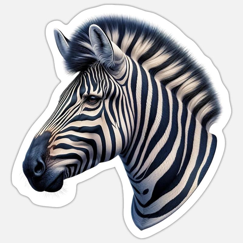 Zèbre - Sticker taille S (10 x 10 cm) - blanc mat
