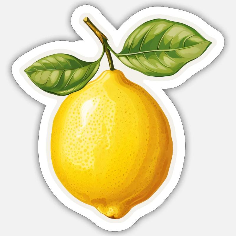 Zitrone mit 2 Blättern Sticker Größe S (10 x 10 cm)