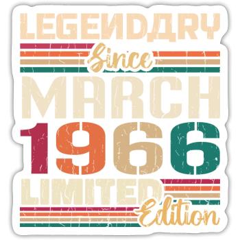 March 1966 Vintage Born Vintage Birthday - Sticker size S (10 x 10 cm) - white matte - Front
