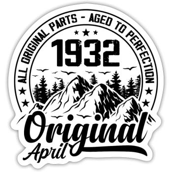 1932 April Original: 92 Years Anniversary Gift - Sticker size S (10 x 10 cm) - white matte - Front