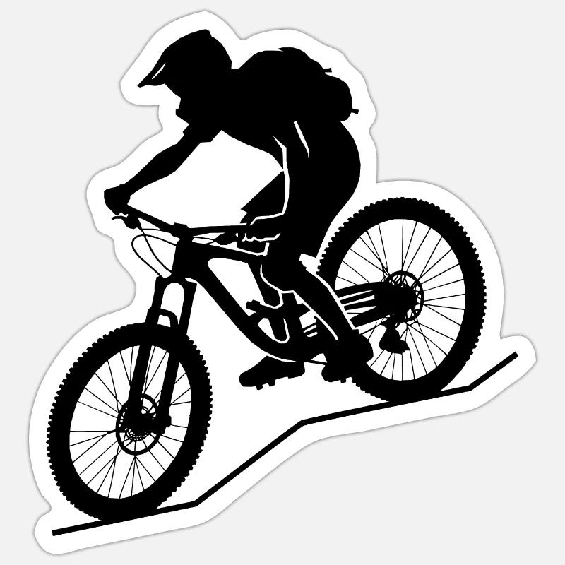 Dynamic mountain biker silhouette Sticker size S (10 x 10 cm)