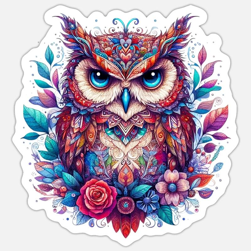 Owl - Sticker size S (10 x 10 cm) - white matte