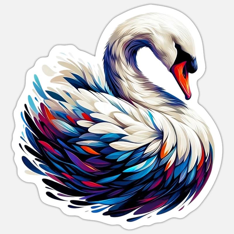 Cygne - Sticker taille S (10 x 10 cm) - blanc mat
