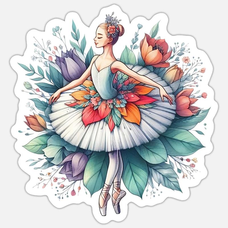 Danseuse de ballet avec tutu - Sticker taille S (10 x 10 cm) - blanc mat