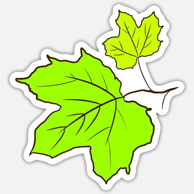 Maple Leaf / Maple Leaves Drawing. Yellow, green. Sticker size S (10 x 10 cm)