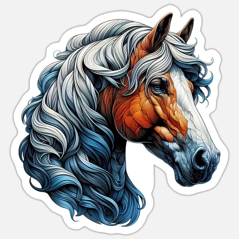 Cheval - Sticker taille S (10 x 10 cm) - blanc mat