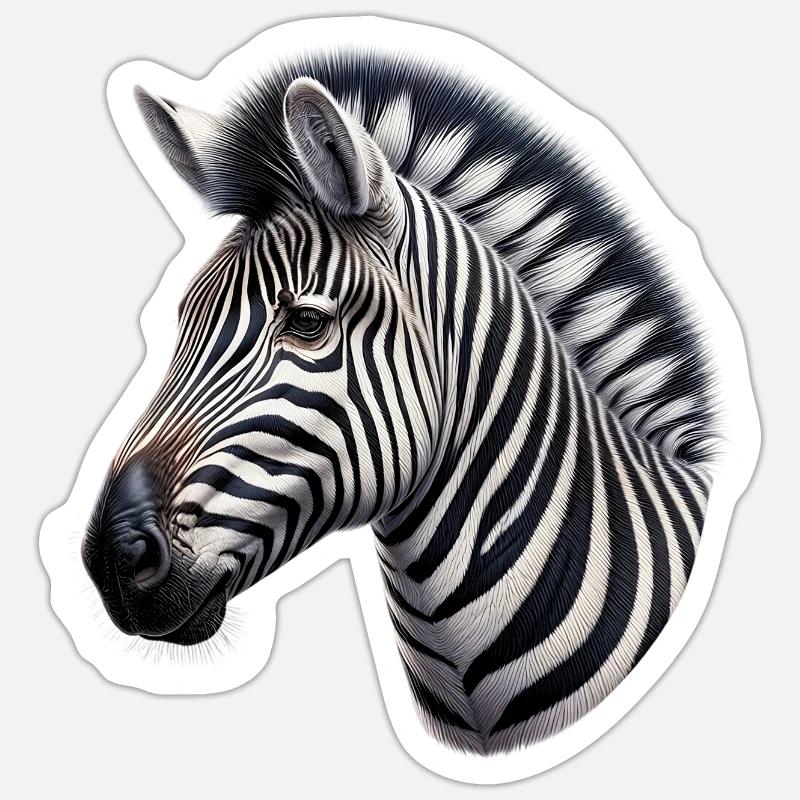 Zèbre - Sticker taille S (10 x 10 cm) - blanc mat
