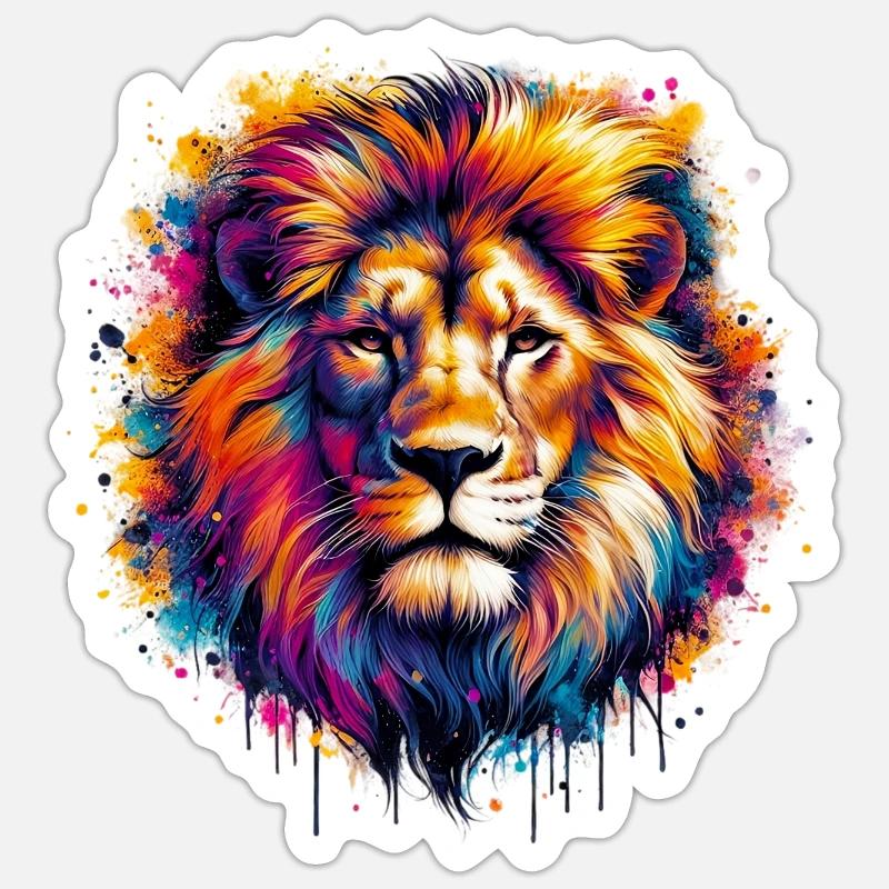 Lion - Sticker taille S (10 x 10 cm) - blanc mat