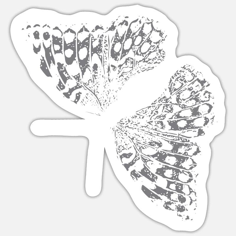 Aile de papillon Papillon Papillon - Sticker taille S (10 x 10 cm) - blanc mat