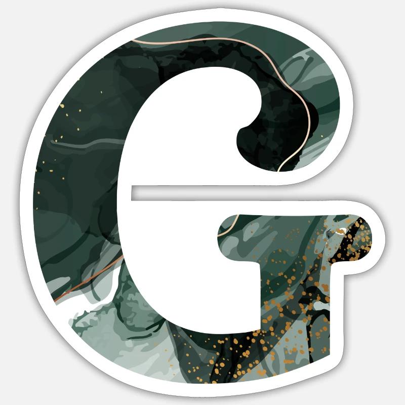 Letter g marbled green - Sticker size S (10 x 10 cm) - white matte