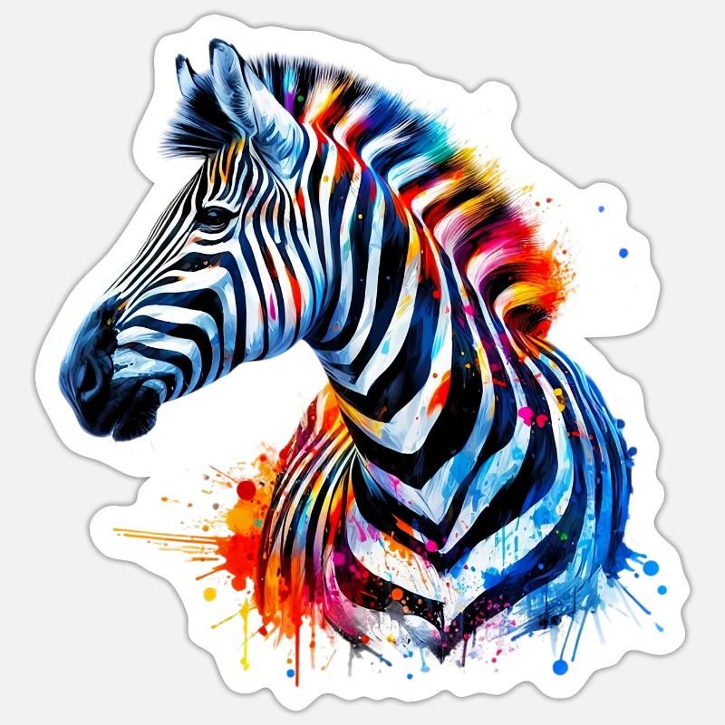 Zèbre - Sticker taille S (10 x 10 cm) - blanc mat