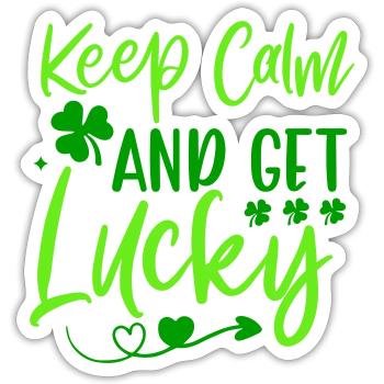 Bleiben Sie ruhig und haben Sie Glück am St. Patrick's Day - Sticker Größe S (10 x 10 cm) - Mattweiß - Vorne