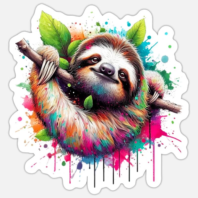 Faultier - Sticker Größe S (10 x 10 cm) - Mattweiß