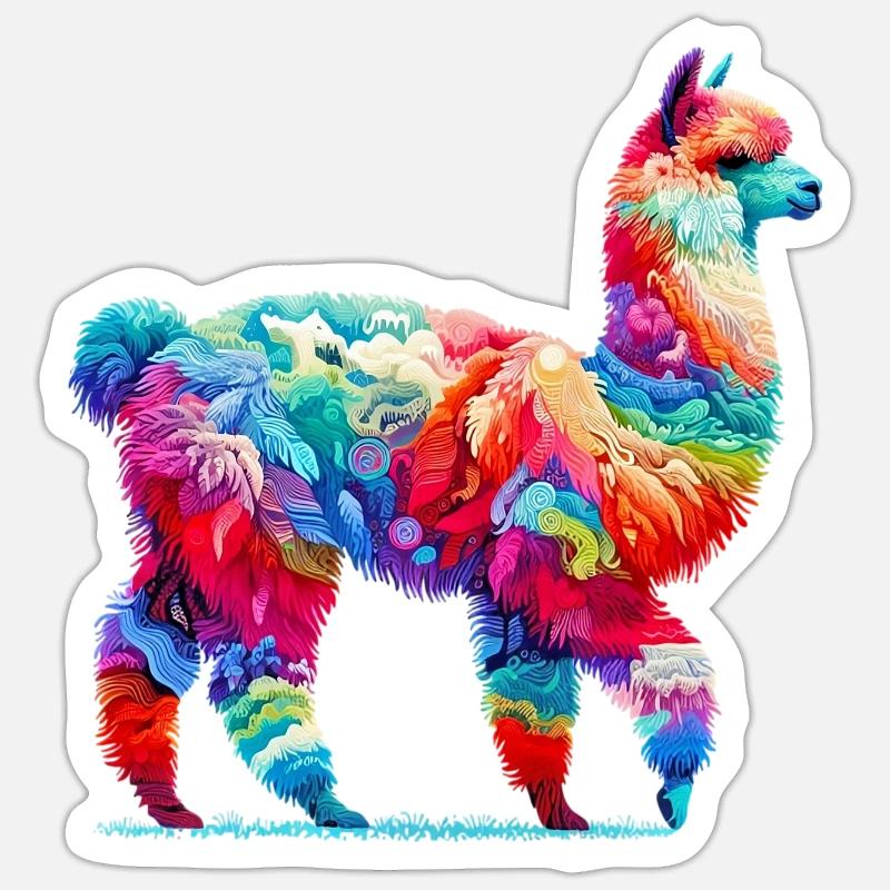 Alpaga - Sticker taille S (10 x 10 cm) - blanc mat