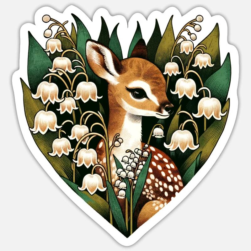 Maiglöckchen-Rehkitz Sticker Größe S (10 x 10 cm)