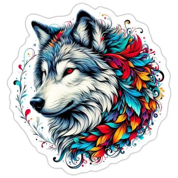 Loup - Sticker taille S (10 x 10 cm) - blanc mat - Devant