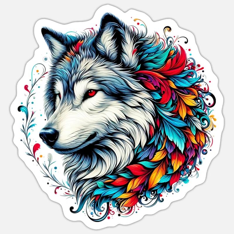 Wolf - Sticker Größe S (10 x 10 cm) - Mattweiß