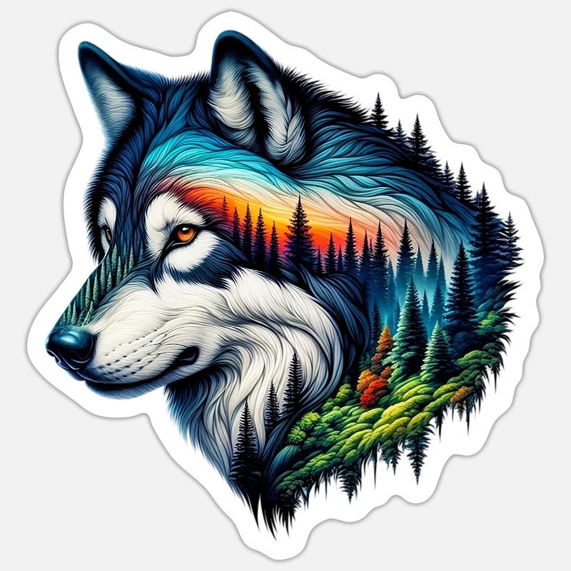 Loup - Sticker taille S (10 x 10 cm) - blanc mat