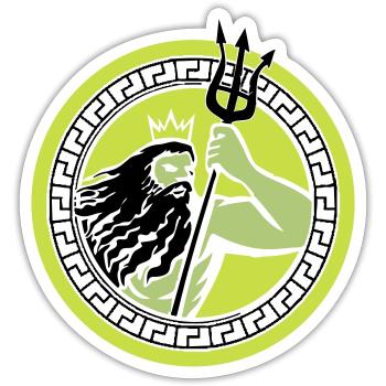 Poséidon Triton - Sticker taille S (10 x 10 cm) - blanc mat - Devant