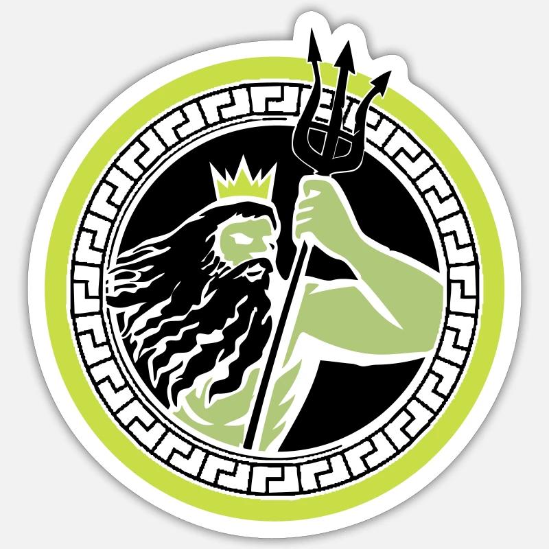 Poséidon Triton - Sticker taille S (10 x 10 cm) - blanc mat