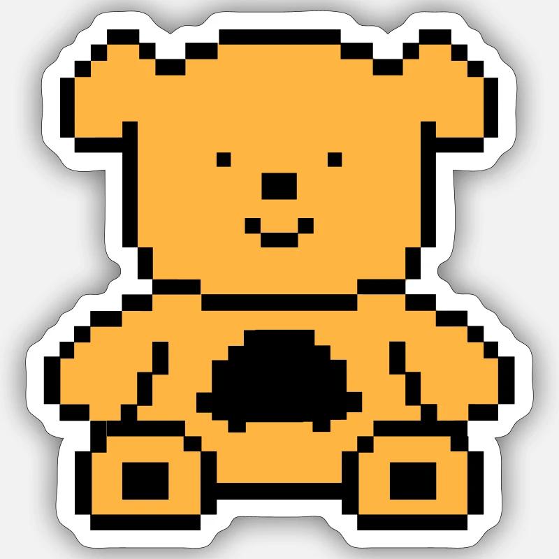 Ours pixel - Sticker taille S (10 x 10 cm) - blanc mat