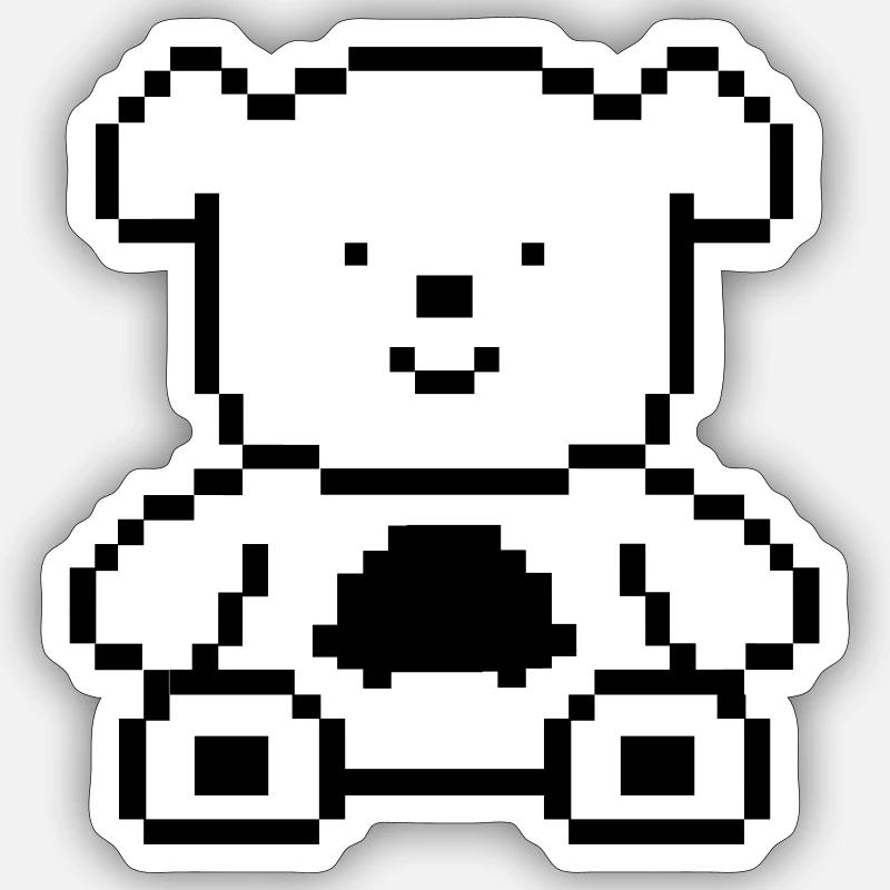 Ours pixel - Sticker taille S (10 x 10 cm) - blanc mat