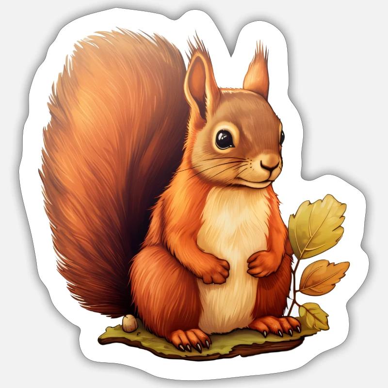 Eichhörnchen niedlich - Sticker Größe S (10 x 10 cm) - Mattweiß