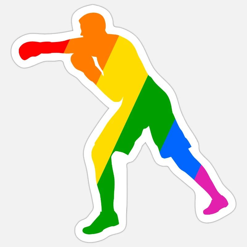 Boxer im Regenbogen - Sticker Größe S (10 x 10 cm) - Mattweiß