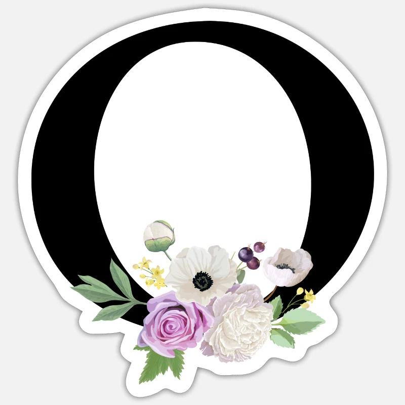 Lila Blumenbuchstabe O - Sticker Größe S (10 x 10 cm) - Mattweiß