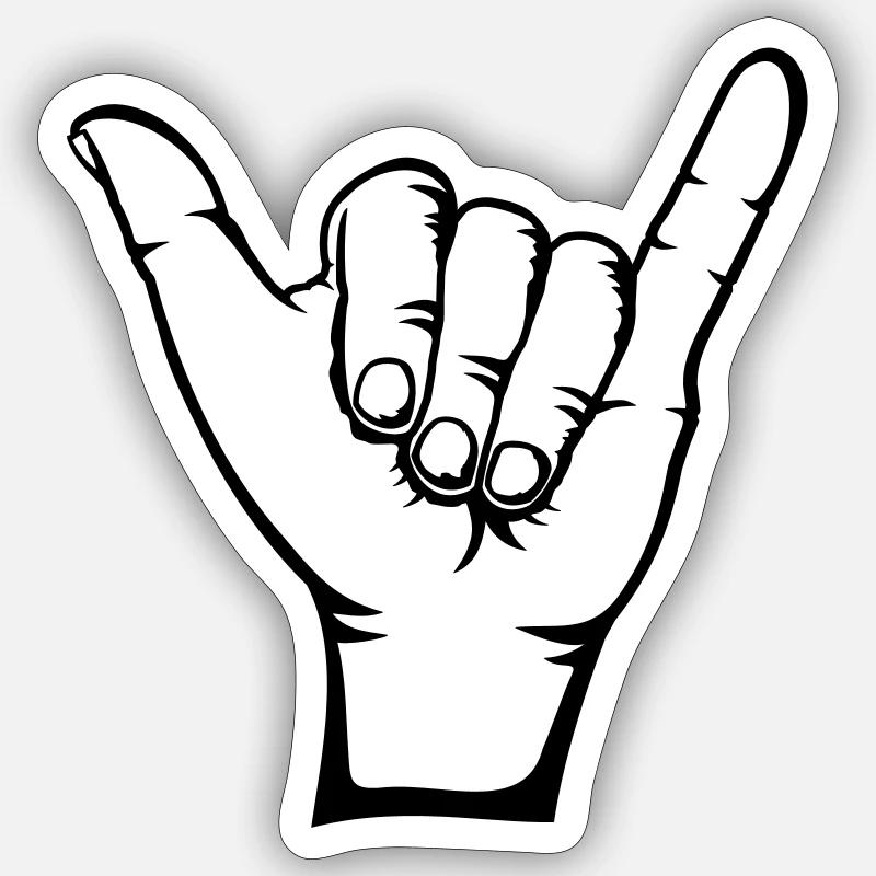 Surfer Icon Hand - Sticker taille S (10 x 10 cm) - blanc mat