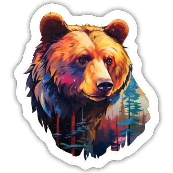 Bear colorful in the wild - Sticker size S (10 x 10 cm) - white matte - Front