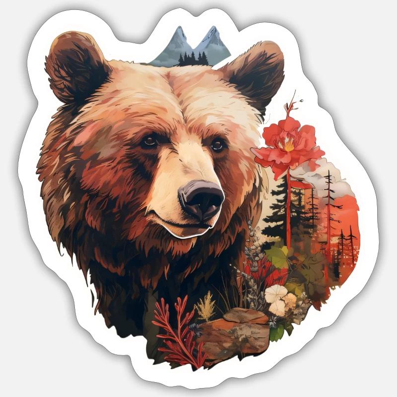 Bär in der Wildnis Sticker Größe S (10 x 10 cm)