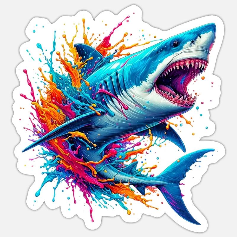 Shark - Sticker size S (10 x 10 cm) - white matte