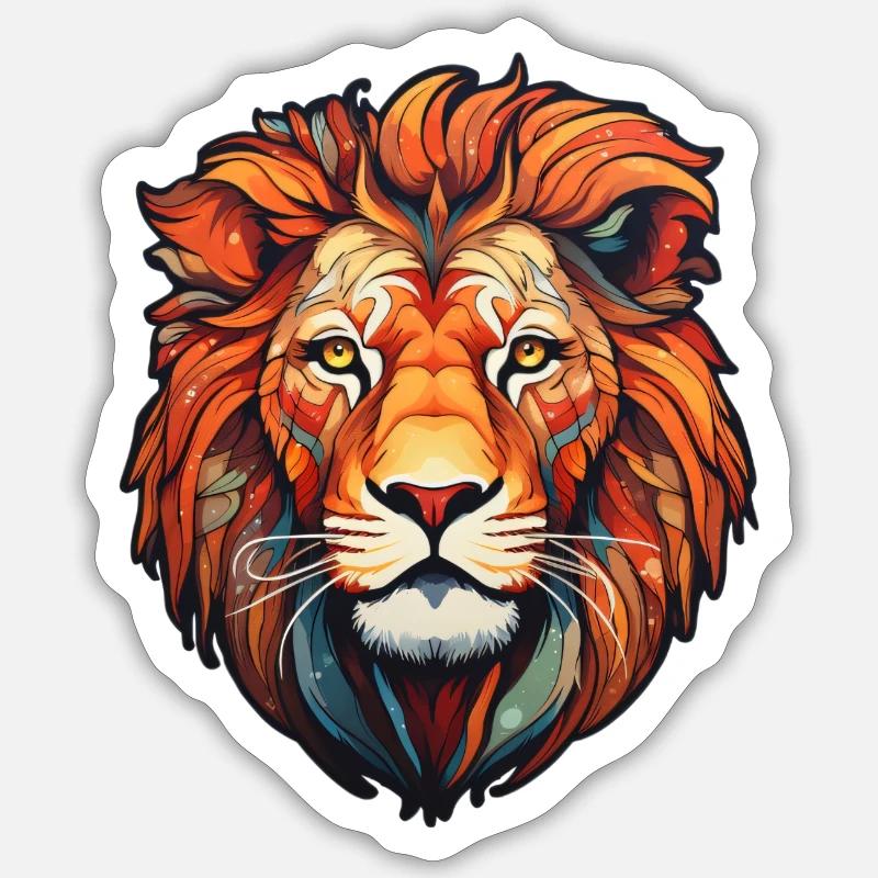 Tête de lion - Sticker taille S (10 x 10 cm) - blanc mat