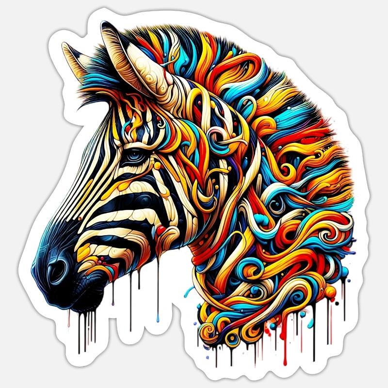 Zebra - Sticker Größe S (10 x 10 cm) - Mattweiß