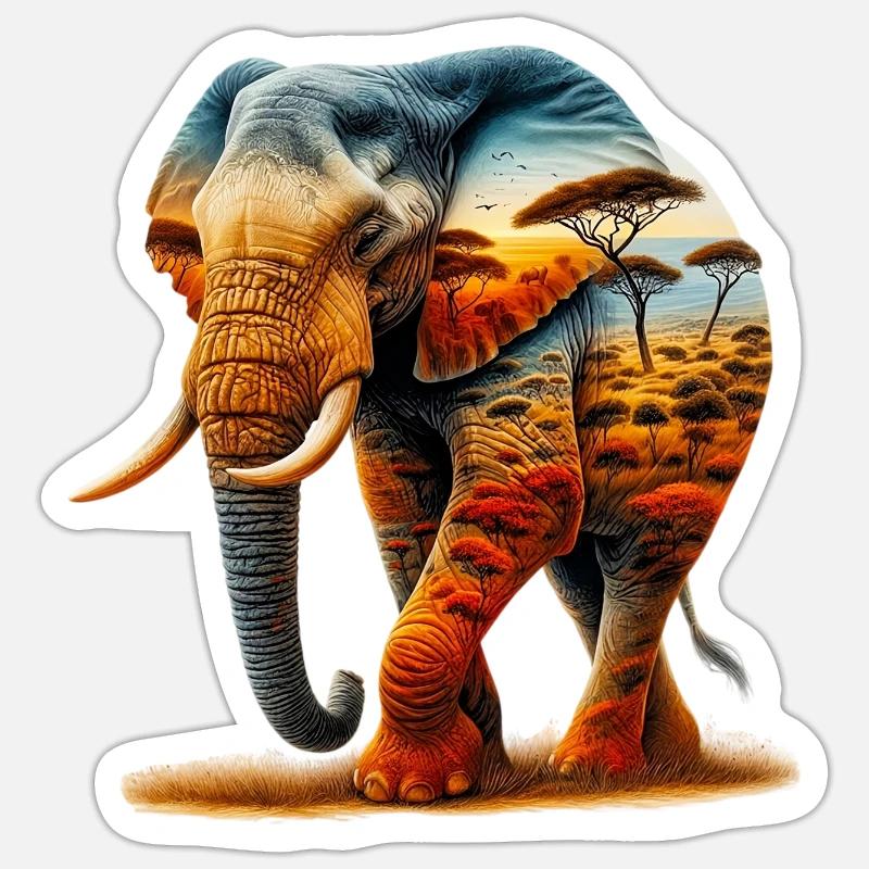 Elefant - Sticker Größe S (10 x 10 cm) - Mattweiß