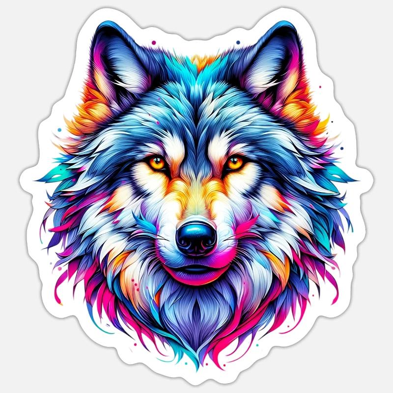 Wolf - Sticker Größe S (10 x 10 cm) - Mattweiß