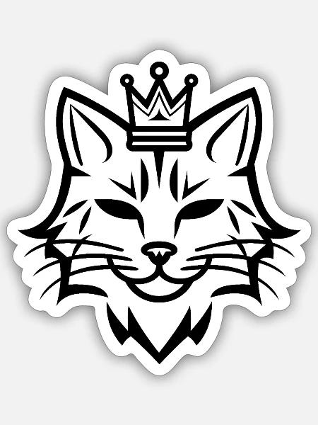 Katze mit kleiner Krone - Sticker Größe S (10 x 10 cm) - Mattweiß
