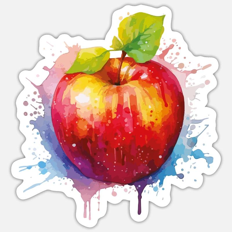 apfel - Sticker Größe S (10 x 10 cm) - Mattweiß