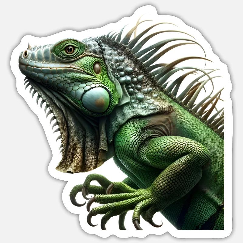 Iguane - Sticker taille S (10 x 10 cm) - blanc mat