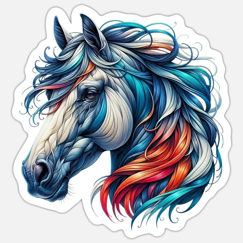 Cheval - Sticker taille S (10 x 10 cm) - blanc mat