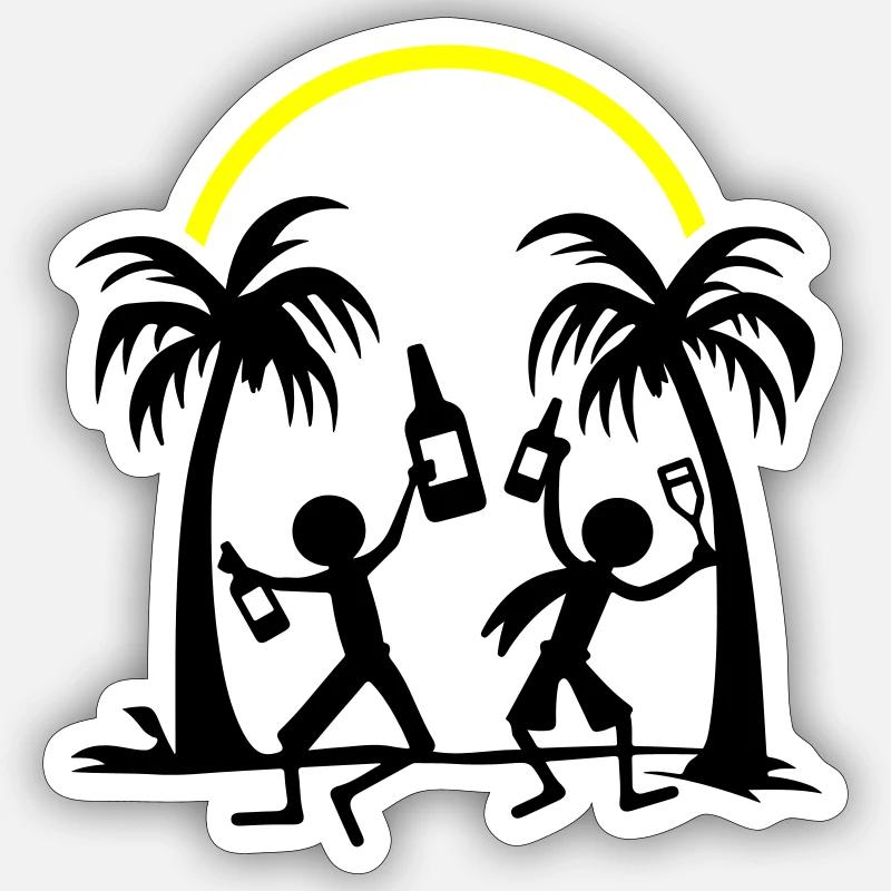 Vacances à la plage - Sticker taille S (10 x 10 cm) - blanc mat
