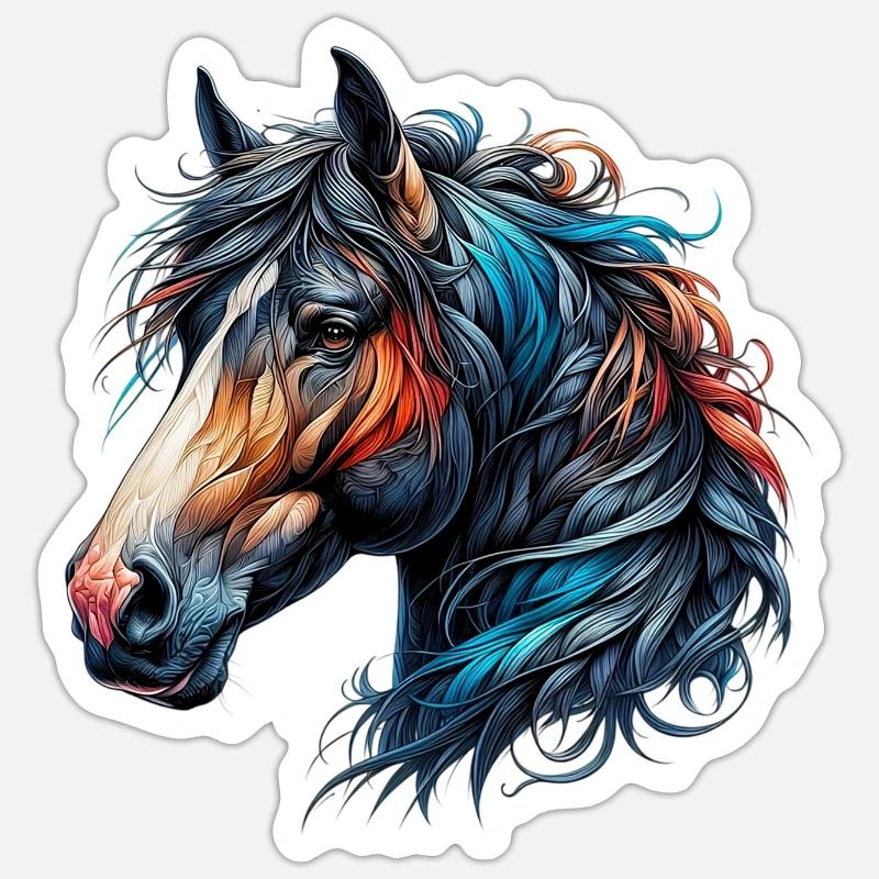 Cheval - Sticker taille S (10 x 10 cm) - blanc mat