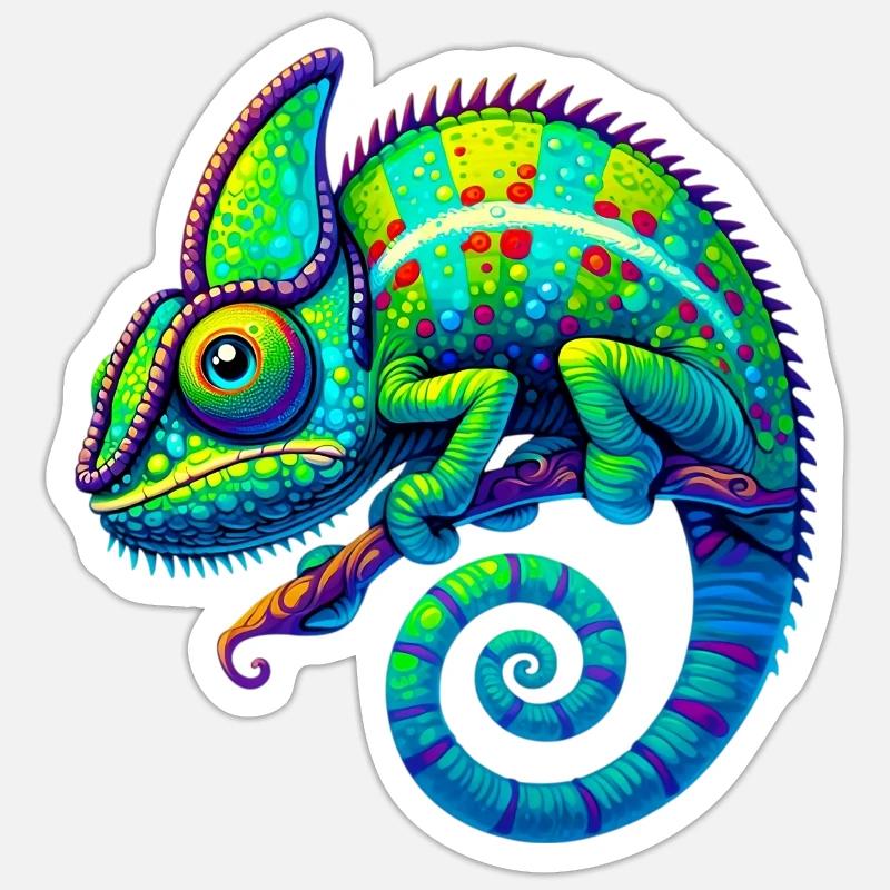 Chamäleon - Sticker Größe S (10 x 10 cm) - Mattweiß
