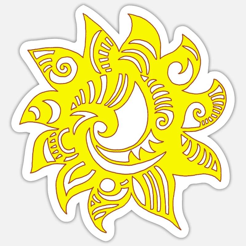 Soleil jaune étrange - Sticker taille S (10 x 10 cm) - blanc mat