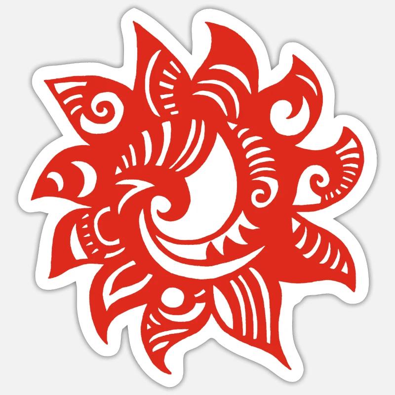Soleil rouge étrange Sticker taille S (10 x 10 cm)