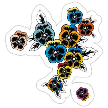 Pansy Spring - Sticker size S (10 x 10 cm) - white matte - Front