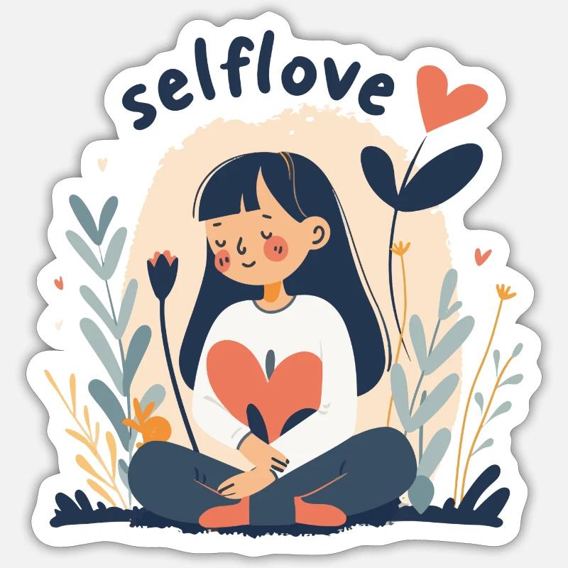 Selbstliebe Mädchen, Liebe dich selbst Sticker Größe S (10 x 10 cm)