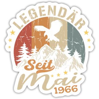 Mai 1966 Né en mai 1966 Jubilé - Sticker taille S (10 x 10 cm) - blanc mat - Devant
